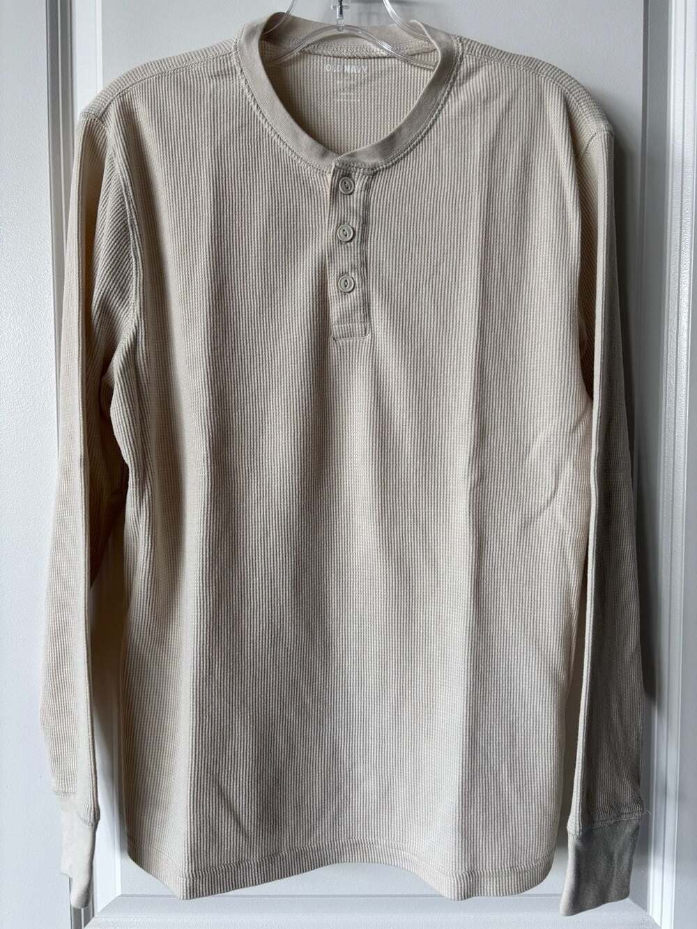 Old Navy Soft-Washed Ultra-Doux Thermal Waffle Knit Long Sleeve Henley Cream Med